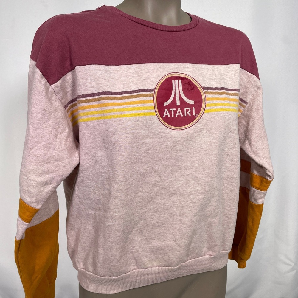 Atari Retro Color Block Red Pink Sweatshirt Women's MEDIUM - Picture 7 of 9